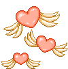 Gif animé coeurs volants 